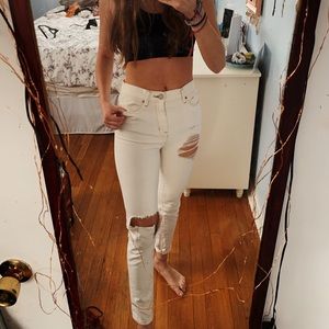 White ripped jeans